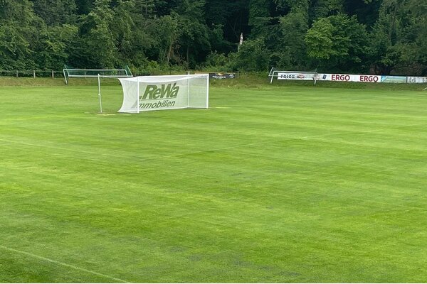Fußballtornetz bedruckt mit Vereinslogo und Werbebotschaft