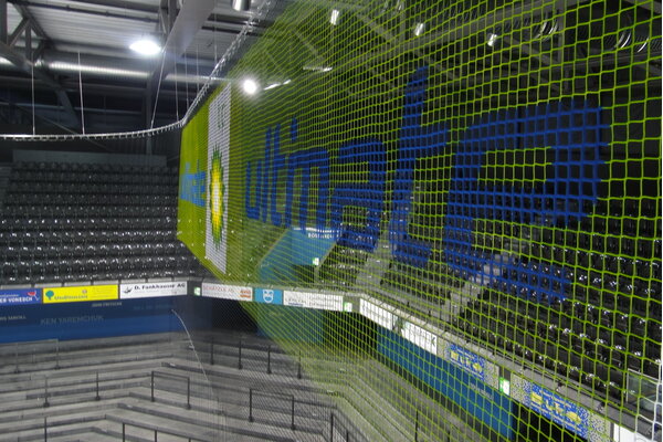 Eishockey Puckfangnetz, gebrandetes Netz mit Firmenlogo